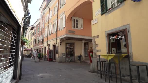 Muggia Italy June 2021 Narrow Street Historic Center Town — Stock Video