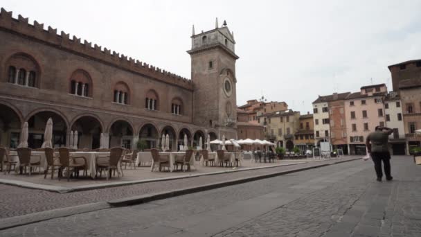 Mantua Italy July 2021 View Clock Tower Piazza Delle Erbe — Stock Video