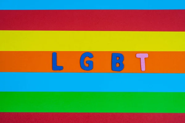 Word Lgbt Surface Some Colored Stripes Form Rainbow — 스톡 사진