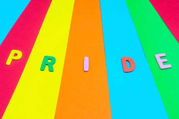 Word Pride Surface Some Colored Stripes Form Rainbow — 图库照片