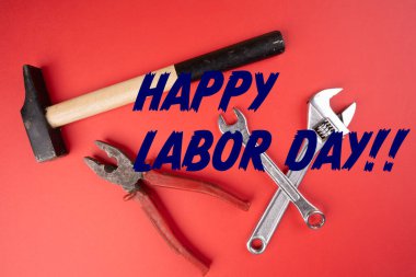 Yazılı bazı çalışma araçları Mutlu İşçi Bayramı