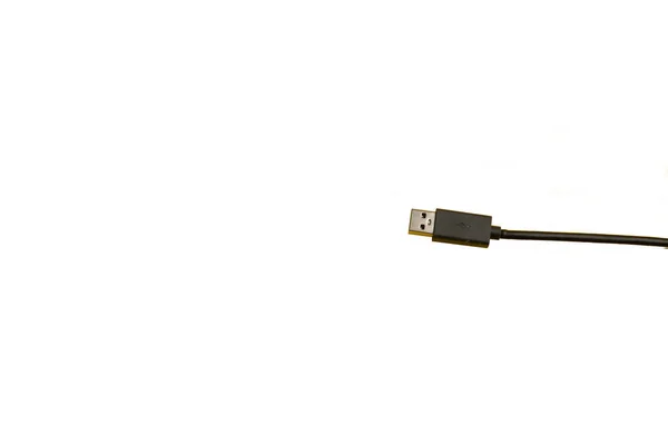 Cabo Usb Com Backgfround Branco Espaço Para Texto Esquerda — Fotografia de Stock