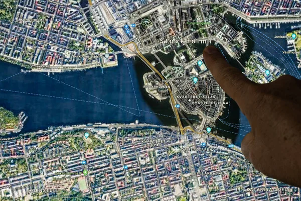 Udine Italy August 2021 Gooble Maps Satellite View Stockholm Capital — Stock Photo, Image