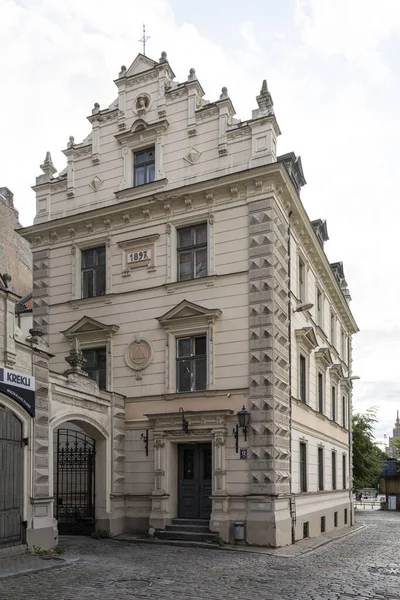 Ryga Łotwa Sierpnia 2021 Widok Zewnątrz Starego Pałacu Historycznym Centrum — Zdjęcie stockowe