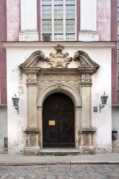 Riga Lettonia Agosto 2021 Porta Ingresso Della Chiesa Della Riforma — Foto Stock