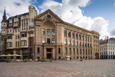Riga, Letonya. 22 Ağustos 2021 Letonya ulusal radyosunun şehir merkezindeki merkezi.