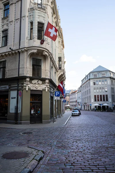 拉脱维亚里加 2021年8月22日 瑞士驻市中心大使馆大楼的景观 — 图库照片