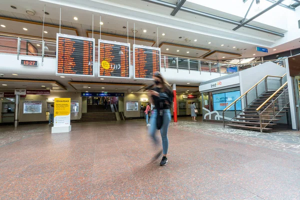 Ryga Łotwa Sierpień 2021 Widok Wewnętrzną Salę Dworca Kolejowego Centrum — Zdjęcie stockowe