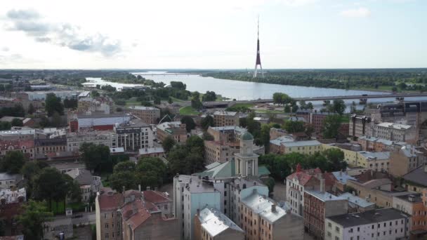 Riga Letonia Agosto 2021 Vista Panorámica Riga Tomada Desde Cubierta — Vídeos de Stock
