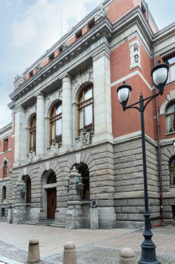 Oslo, Norveç. Eylül 2021, Norveç Anayasa Mahkemesi 'nin şehir merkezindeki dış görünümü