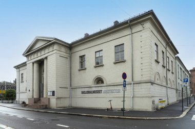 Oslo, Norveç. Eylül 2021 Nasjonalmuseet Arkitektur müzesinin şehir merkezindeki dış görünüşü