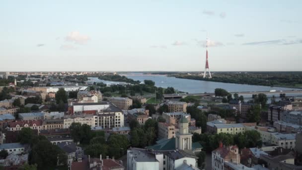 Ryga Łotwa Sierpień 2021 Widok Lotu Ptaka Miasto Szczytu Łotewskiej — Wideo stockowe