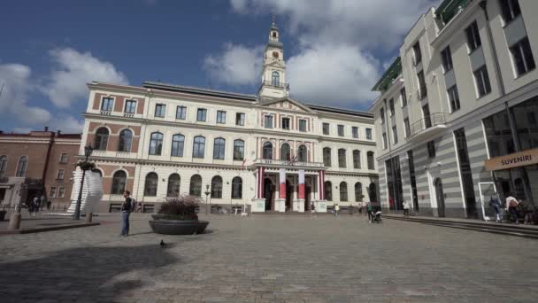 拉脱维亚里加 2021年8月市中心里加市政厅大楼的外部视图 — 图库视频影像