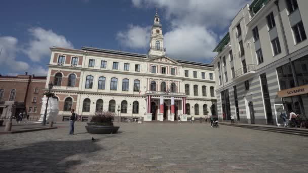 Riga Letonia Agosto 2021 Vista Exterior Del Edificio Del Ayuntamiento — Vídeos de Stock