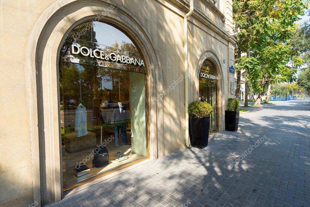 Baku, Azerbaijan. october 9, 2025. Extyernal view of Dolce & Gabbana luxury brand store in the city center