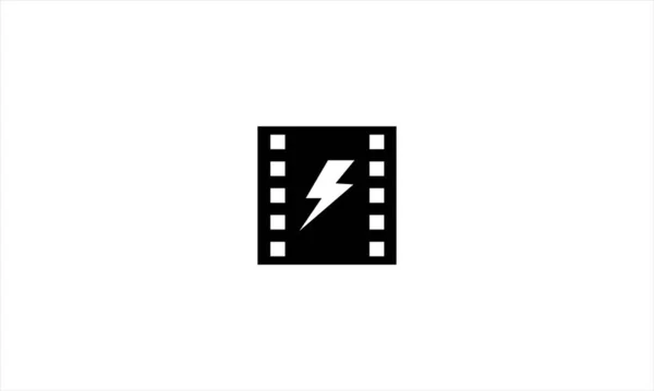 Lightning Bolt Avec Cadre Vidéo Icône Modèle Illustration Vectorielle Conception — Image vectorielle