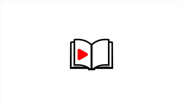 Video Book Logo Tasarım Şablonu Audio Video Play Book Book — Stok Vektör