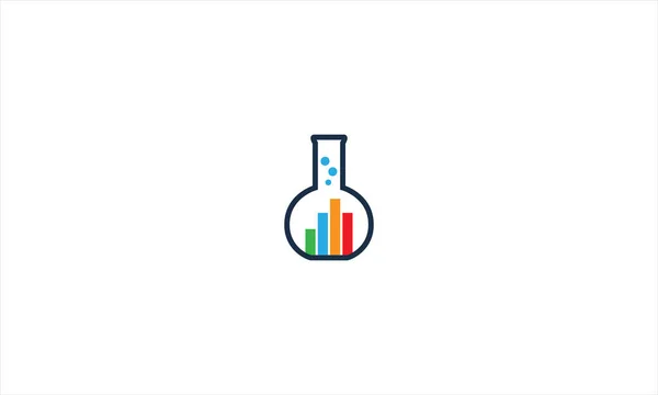 Gráfico Crecimiento Laboratorio Con Matraz Cmico Logo Icono Diseño Plantilla — Vector de stock