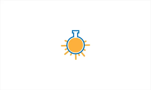 Illustration Conception Logo Icône Fiole Laboratoire Rayons Soleil Analytique — Image vectorielle
