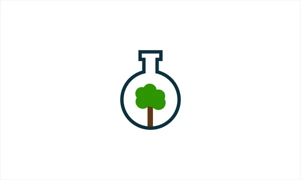 Reagenzglas Natur Labor Logo Design Vektor Kolben Mit Pflanzbaum Öko — Stockvektor