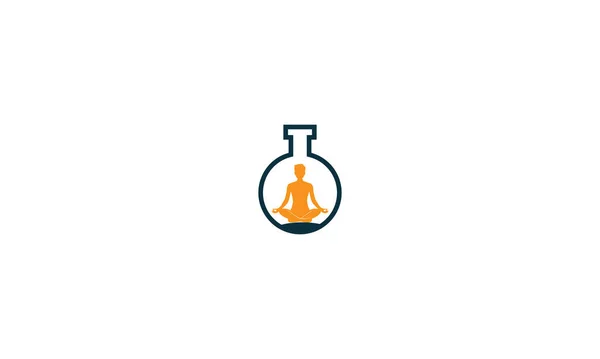 Icono Yoga Meditación Interior Lab Flask Diseño Del Logotipo Ilustración — Vector de stock