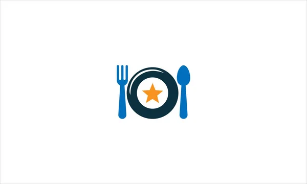 Valutazione Del Cibo Logo Eat Recensione Star Rate Rating Vettore — Vettoriale Stock