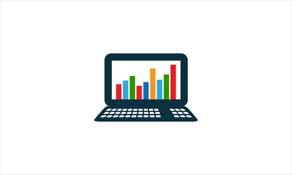 Logotyp Computerbildschirm Mit Finanzdiagrammen Und Diagrammen Auf Weißem Hintergrund Diagrammleisten — Stockvektor
