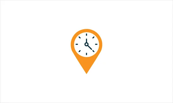 Ubicación Reloj Vector Icono Logotipo Silueta Estilo Vector Ilustración Diseño — Archivo Imágenes Vectoriales