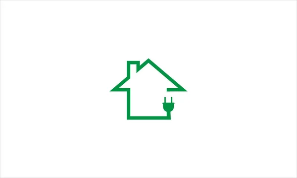 Power Plug Bolt Logo Icona Della Casa Elettrica Disegno Piatto — Vettoriale Stock