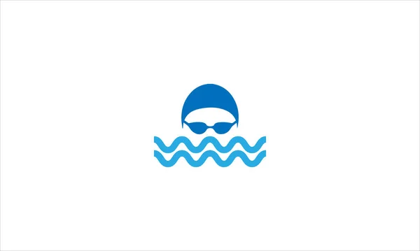 Kapelusz Kąpielowy Okulary Ikoną Fal Wodnych Linii Lub Gogle Pływanie — Wektor stockowy