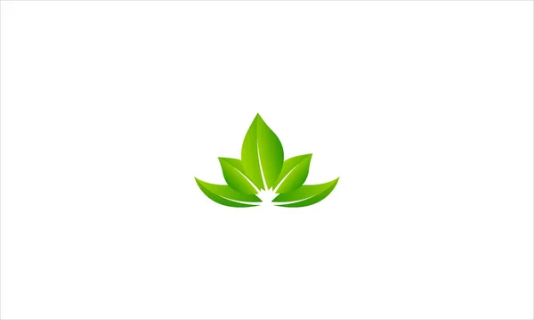 Green Leaves Icon Logo Επίπεδη Σχεδίαση Διανυσματική Απεικόνιση — Διανυσματικό Αρχείο