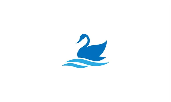 Kaczka Pływanie Fale Ikona Logo Płaskiej Konstrukcji Wektor Ilustracja — Wektor stockowy