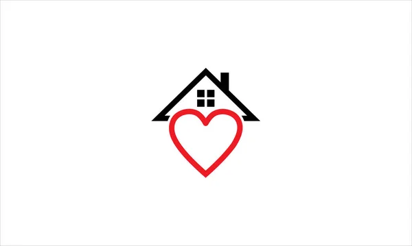 Simple Icon House Heart Shape Logo Flat Design Vector Illustration — Stock Vector