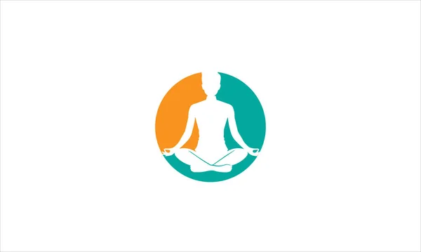 Meditation Ikon Människa Meditera Lotus Pose Vektor Yoga Pose Logotyp — Stock vektor