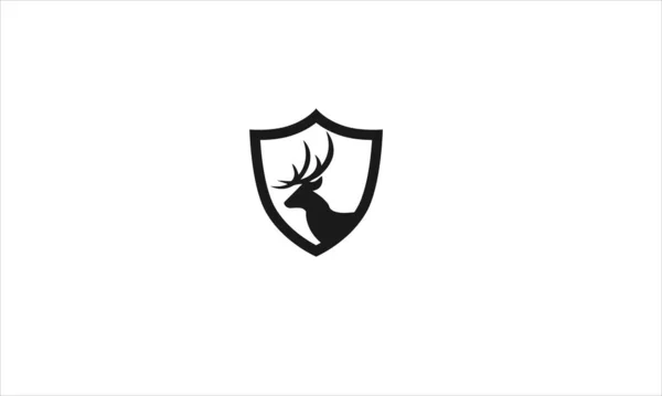 Deer Sköld Ikon Rådjur Logotyp Design Eller Rådjur Huvud Sheild — Stock vektor