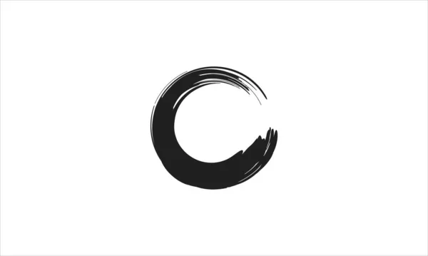 Vector Pinceladas Círculos Pintura Negro Zen Circle Acuarela Logo Icono — Archivo Imágenes Vectoriales