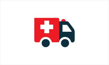 İlaçlar Nakliye Kamyonu Logosu veya Ambulans araba simgesi tasarım çizim vektörü şablonu