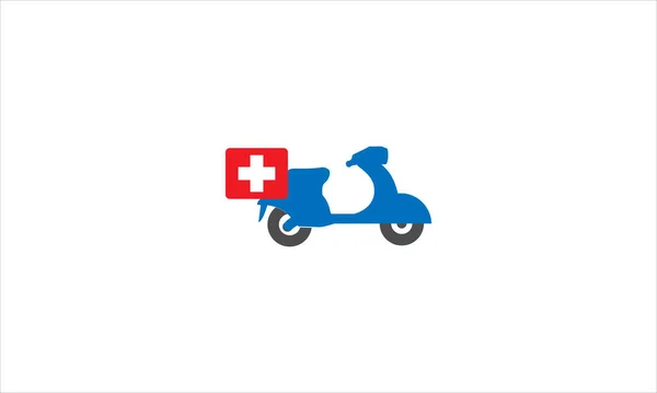 Medicina Moto Consegna Icona Vettoriale Stile Piatto Logo Disegno Illustrazione — Vettoriale Stock