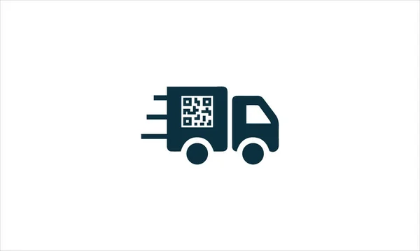 Consegna Camion Veloce Con Icona Del Codice Disegno — Vettoriale Stock