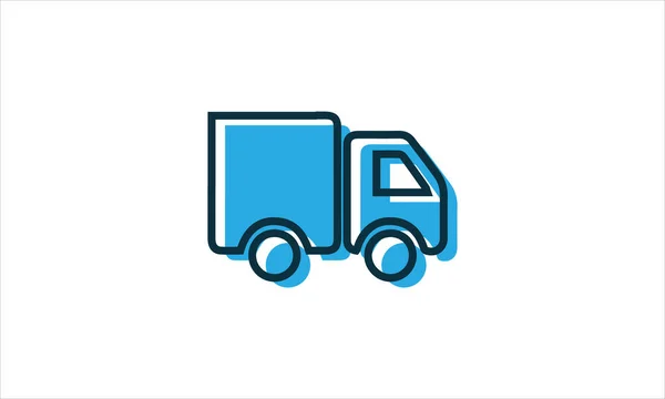 Logo Icona Consegna Camion Disegno Piatto Minimale Vettoriale Illustrazione — Vettoriale Stock