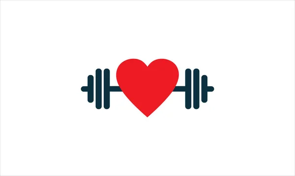 Láska Fitness Zdravé Sportovní Symbol Logo Vektor Design Ilustrace — Stockový vektor