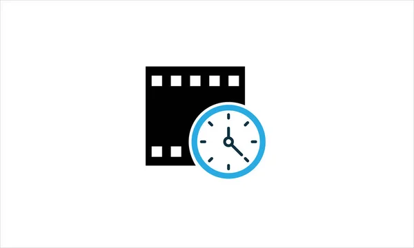 Filmstreifen Mit Uhr Oder Filmzeitsymbol Logo Design Illustration — Stockvektor