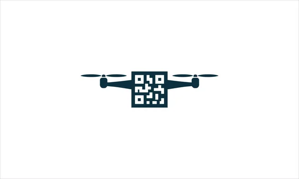 Airial Drone Barcode Icon Logo Design Vector Illustration — Stock Vector