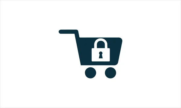 Shopping Chariot Avec Icône Cadenas Illustration Vectorielle Design Logo — Image vectorielle