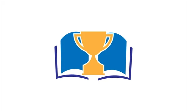 トロフィーや優勝カップアイコンのロゴデザインベクトルイラスト付きブック — ストックベクタ