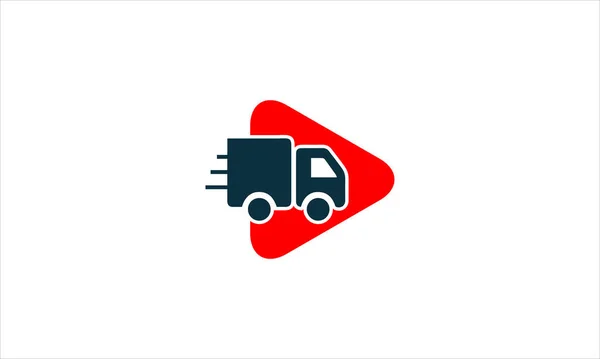 Playbutton Con Consegna Veloce Truck Icona Logo Disegno Vettoriale Illustrazione — Vettoriale Stock
