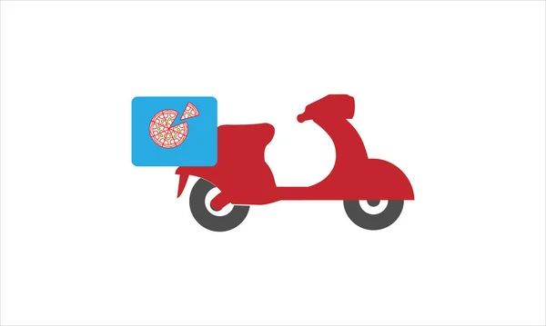 Pizza Snabbmat Leverans Cykel Ikon Logotyp Platt Design Vektor Mall — Stock vektor