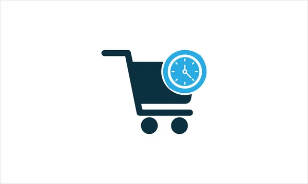 Shop Cart Clock Time Shopping Icon Logo Design Illustration Symbol — Stock Vector