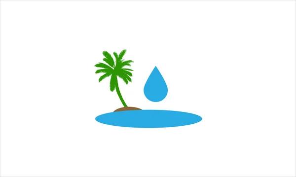 Damlası Simgesi Logo Şablonu Çizimi Ile Denizde Yaz Mevsimi — Stok Vektör