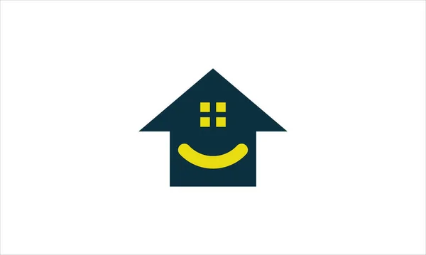 Happy Smile Casa Sorridente Casa Logo Vettoriale Icona Design Rimanere — Vettoriale Stock
